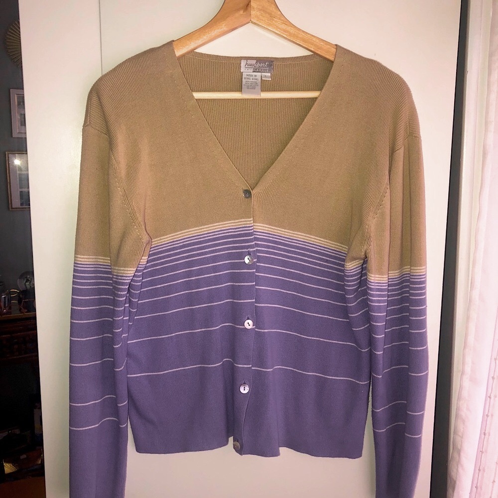 Vintage Tan and Purple Cardigan